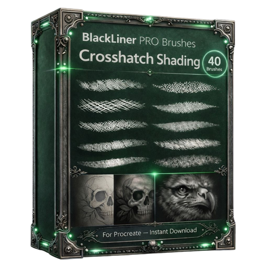 BlackLiner PRO Brushes – Crosshatch Shading (40 Brushes)