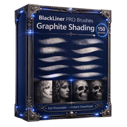 BlackLiner PRO Brushes – Graphite Shading (150 Brushes)